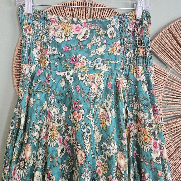 Natural Life "Feelin' Alive" Convertible Midi Skirt Or Dress - Turquoise Floral - Picture 5 of 9